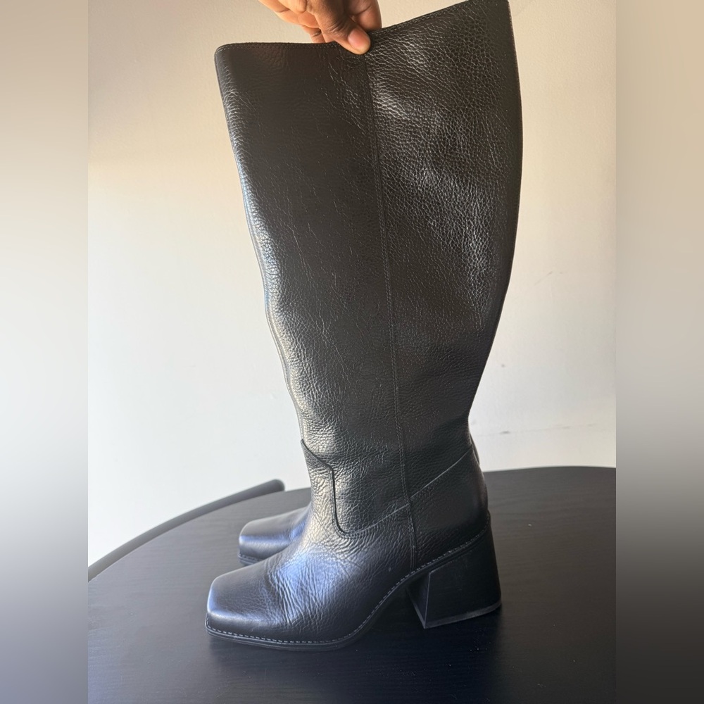 Vince Camuto Sangeti Extra Wide Calf Black Knee-High Tumble Leather Boots